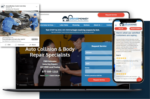 Example of a Hibu's automotive website and results