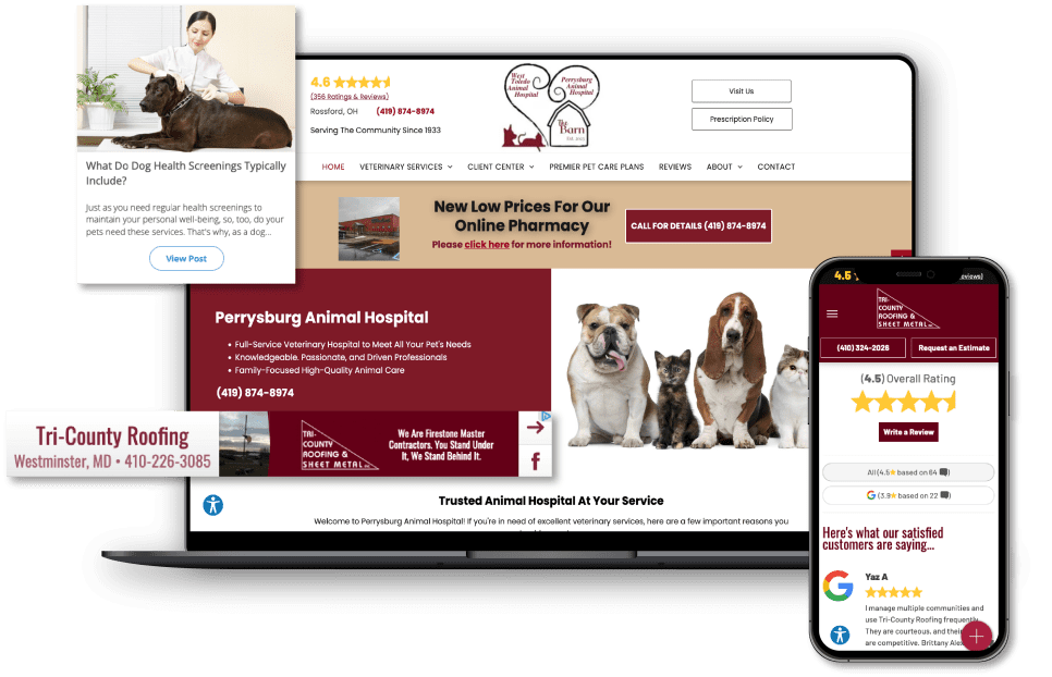 Hibu's digital marketing products for a real Veterinarian client