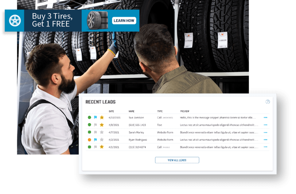 Examples of how Hibu's display ads drive leads for automotiv businesses and how our advanced lead tracking system filters leads
