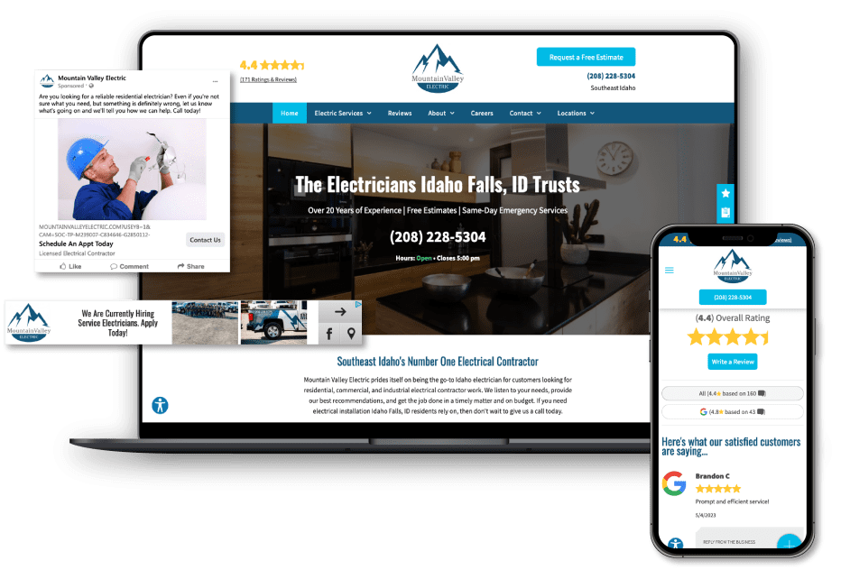 Hibu's digital marketing products for real a electrician client