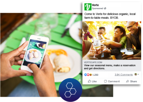 Person posting and online review of a restaurant they found through Hibu's Facebook advertising.