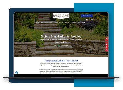 Home services client website custom designed for an irrigation and landscaping company