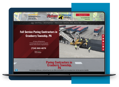 Home services client website custom designed for a paving contractor