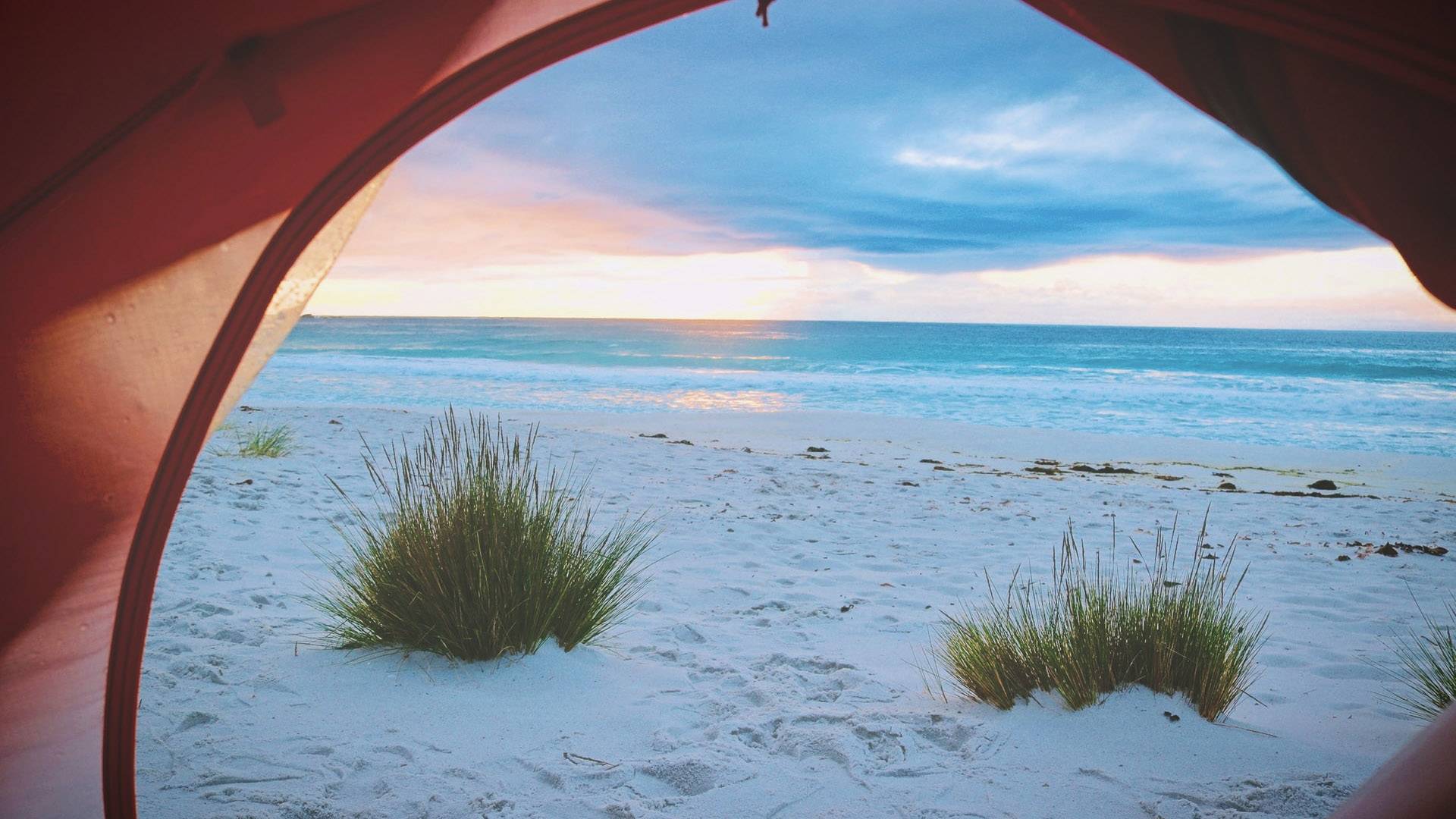 Inside of tent on the beach