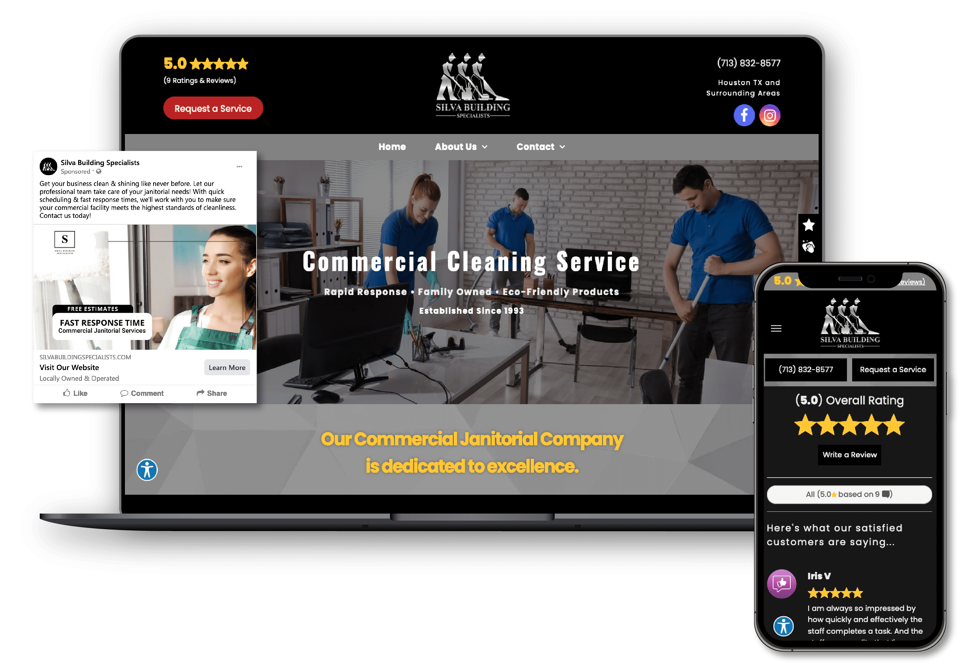 Hibu's digital marketing products for real a cleaning services client