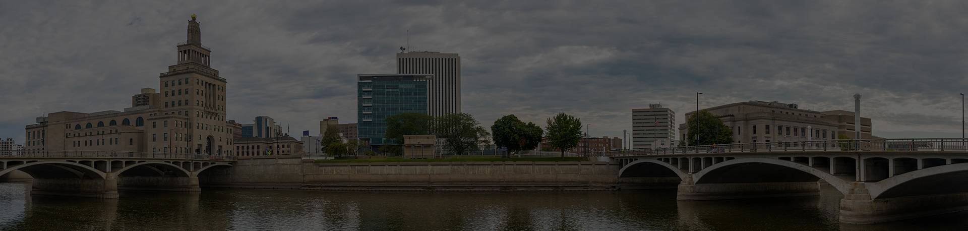 Cedar Rapids, IA skyline, corporate headquarters of Hibu