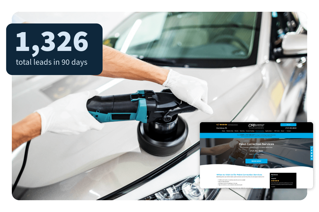 Case Study image of an auto repair technician using orbital polisher on a car